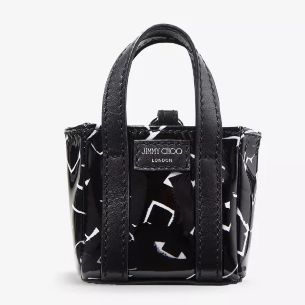 Brand New Authentic Jimmy Choo x Eric Haze Abstract-Print Micro Leather Tote Bag